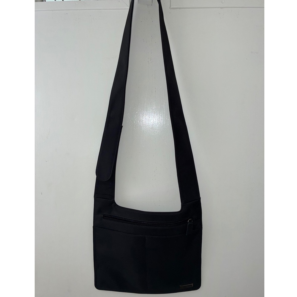 Mondani New York Crossbody Bag Women Small Black Slim Nylon Travel Messenger